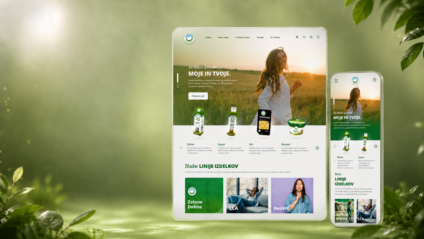 Zelene Doline desktop and mobile webshop interface showcase